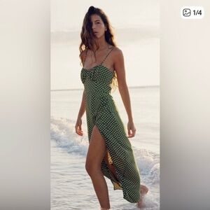 Green Polka Dot Midi Dress ZARA